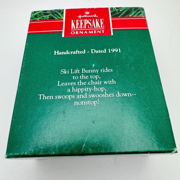 Hallmark 1991 Keepsake Ornament Ski Lift Bunny Handcrafted Julia Lee QX5447 - Picture 5 of 14